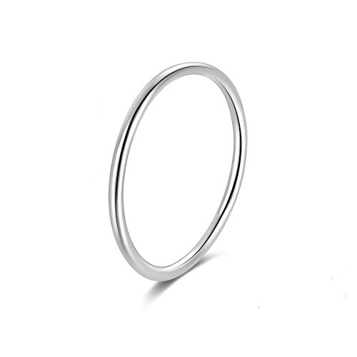 Candyfancy 925 Sterling Silver 12mm Stacking Midi Thin Rings Thumb Ring Stack Knuckle Rings Band Silver Ring Size 8