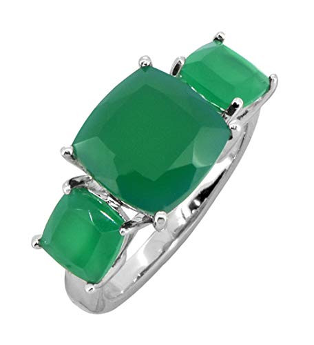 YoTreasure 585 Cts Green Onyx Solid 925 Sterling Silver Ring