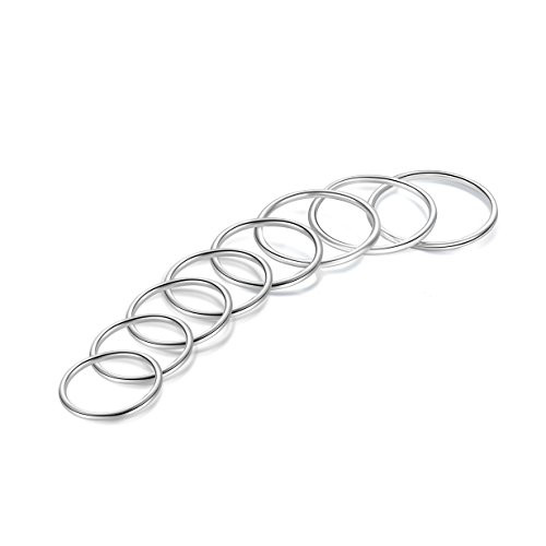 Candyfancy 925 Sterling Silver 12mm Stacked Midi Thin Rings for Women Knuckle Ring Band Stacking Ring Set Size 2585 Silver 8 Pcs Candyfancy 925 Sterling Silver 12mm Stacked Midi Thin Rings for Women Knuckle Ring Band Stacking Ring Set Size 2585 Silver 8 Pcs