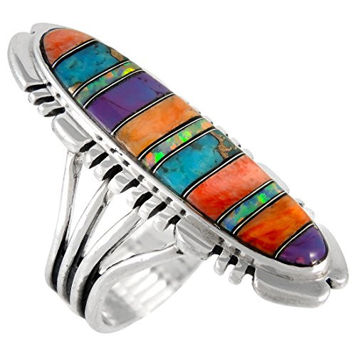 Gemstones  Turquoise Ring Sterling Silver 925 9 Gemstones  Turquoise Ring Sterling Silver 925 9