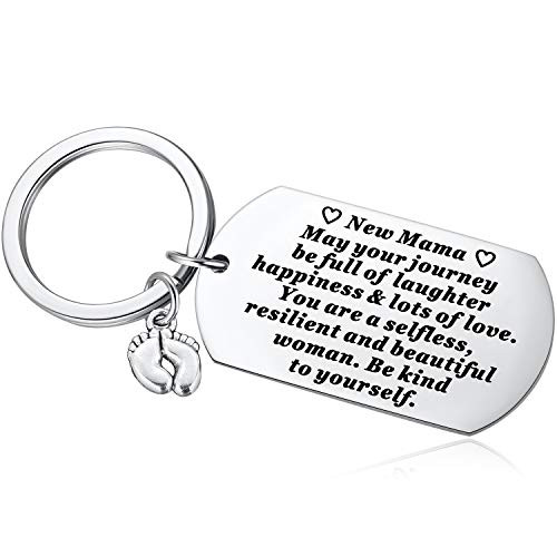 Ralukiia Pregnancy Announcement Gifts for First Time Mom to be New Mama Baby Footprints Keychain for Expecting Mommy Mother Day Baby Shower