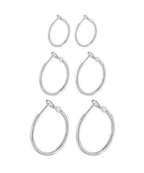 3 Pairs Sterling Silver Hoop Earrings 14k White Gold Plated Hoop Earrings Big Hoop Earrings Set Silver Hoop Earrings for Women Girls Gifts 20mm 30mm 40mm 3 Pairs Sterling Silver Hoop Earrings 14k White Gold Plated Hoop Earrings Big Hoop Earrings Set Silver Hoop Earrings for Women Girls Gifts 20mm 30mm 40mm