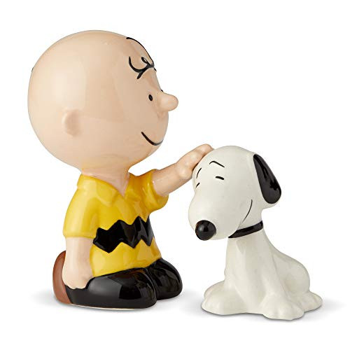 Enesco 6002276 Peanuts Charlie Brown Petting Snoopy Salt and Pepper Shakers 3.74" Multicolor