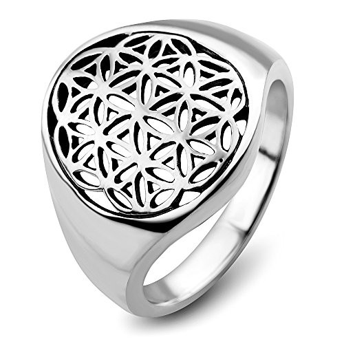 Chuvora 925 Sterling Silver Open Filigree Flower Egg Seed of Life Ancient Symbol Round Band Ring Size 7 Chuvora 925 Sterling Silver Open Filigree Flower Egg Seed of Life Ancient Symbol Round Band Ring Size 7