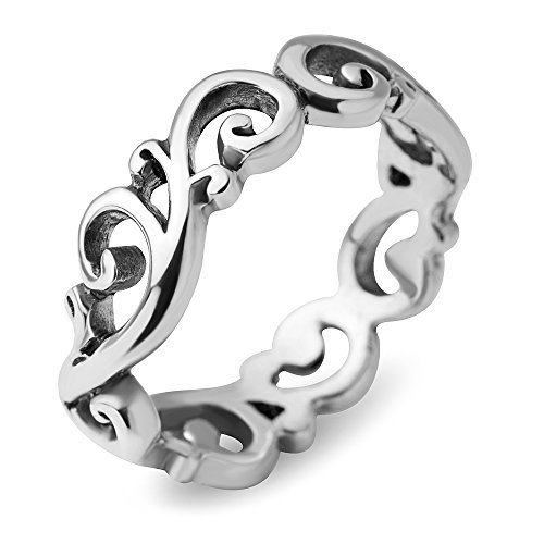 Chuvora 925 Sterling Silver Filigree Curves Swirl Pattern Wave Design Tribal Band Ring Size 6 Nickel Free Chuvora 925 Sterling Silver Filigree Curves Swirl Pattern Wave Design Tribal Band Ring Size 6 Nickel Free