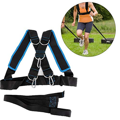 Estink Sled Shoulder Harness Black Adjustable Workout Resistance Speed Training Trainer Belt with Pull Strap