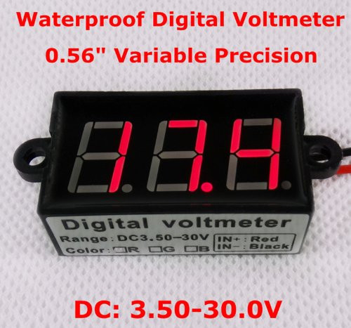 SMAKN® 2 Wire RED Dc 3.5-30v Waterproof Automatic adjustment LED Panel Digital Display Voltage Meter Voltmeter