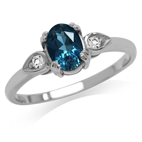 Silvershake Genuine London Blue Topaz 925 Sterling Silver Engagement Ring Size 6