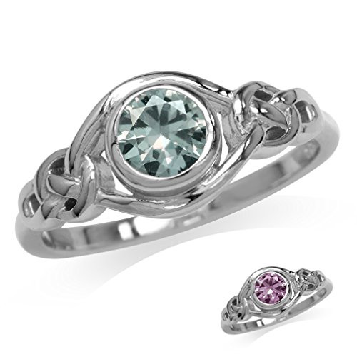Silvershake Simulated Color Change Alexandrite White Gold Plated 925 Sterling Silver Celtic Knot Ring Size 11