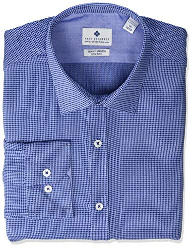 Ryan Seacrest Distinction Mens Button Up Dark Blue Dobby 17 3435