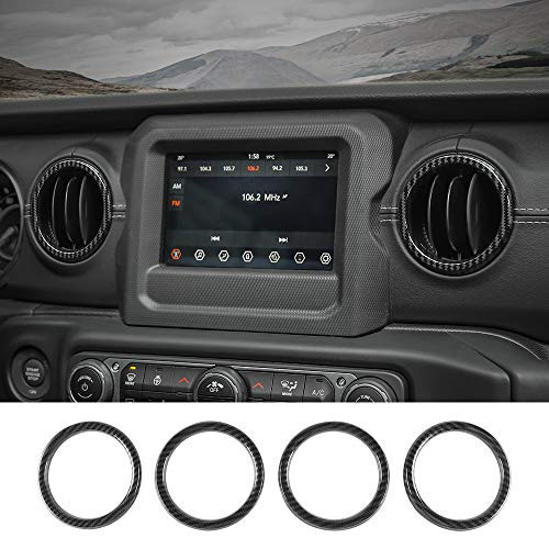 RTTCZ Air Vents Trim Cover Air Conditioning Ring Decoration Kit Interior Accessories for 2018 2019 2020 Jeep Wrangler JL JLU  2020 Jeep Gladiator JT Carbon Fiber