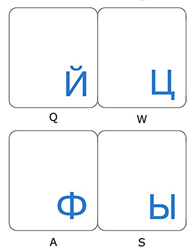 Russian Transparent Stickers for LAPTOPS Desktop Computers Keyboards with Blue Lettering