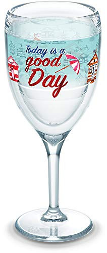 Tervis 1316669 A Good Day Cabanas Insulated Tumbler with Wrap 9 oz Wine Glass Clear