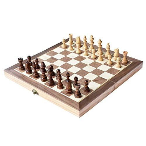 Chess Set, 12"x12" Folding Wooden Standard Travel International Chess Game Board Set Magnetic Crafted Pieces