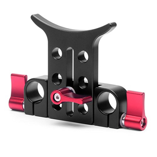 Long Lens Support Bracket for DSLR DSLR 5D2 7D 550D 600D Camera Shoulder Rig Height Adjustable with 15mm Rod Clamp Red -010