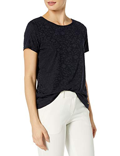 Calvin Klein Womens Short SleeveKnit Top NavyNavy Large