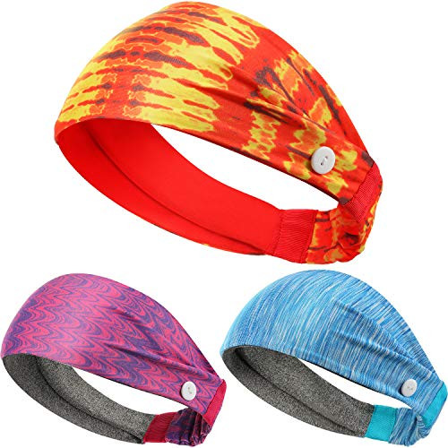 3 Pieces Headbands with Buttons Elastic Buttons Headbands Yoga Sports Hairbands Stretchy Ear Protection Holder Headband Nonslip Hair Bands for Women and Men 3 Pieces Headbands with Buttons Elastic Buttons Headbands Yoga Sports Hairbands Stretchy Ear Protection Holder Headband Nonslip Hair Bands for Women and Men