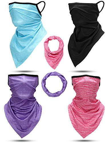 4 Pieces Earloop Headwear Bandanas Face Balaclavas Scarf Neck Gaiter Colorful