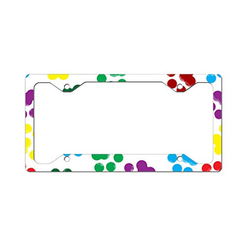 Custom License Plate Frame Colored Dog Paw Seamless Pattern Aluminum Cute Car Accessories Narrow Top Design Only One Frame