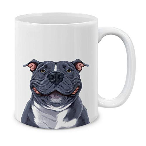 MUGBREW Cute Smiling Blue Pit Bull Dog Ceramic Coffee Mug Tea Cup 11 OZ MUGBREW Cute Smiling Blue Pit Bull Dog Ceramic Coffee Mug Tea Cup 11 OZ