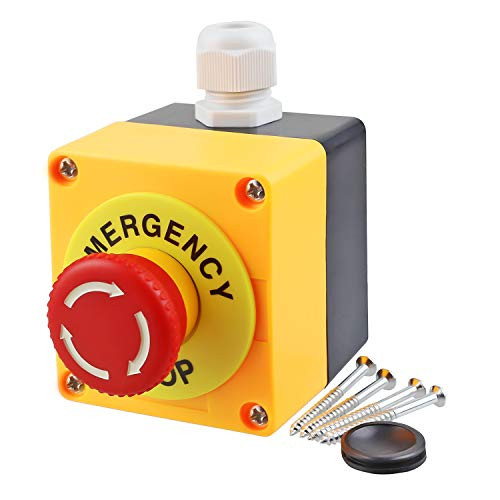 Nxtop Red Sign Mushroom Emergency Stop Push Button Switch Station 1 NC 1 NO 440V 10A Normally Closed Stop Switch Box