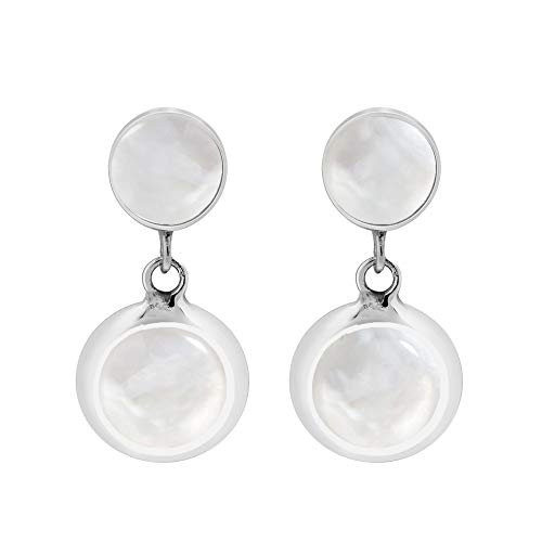 Dainty Circles White Mother of Pearl 925 Sterling Silver Stud Earrings