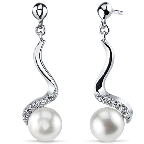 70mm Freshwater Cultured Pearl Dangling Earrings Sterling Silver 70mm Freshwater Cultured Pearl Dangling Earrings Sterling Silver