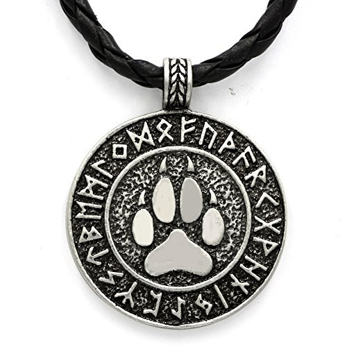 TTKP Norse Vikings Bear Print Amulet The Norse Rune Pendant Necklace Nordic Talisman TTKP Norse Vikings Bear Print Amulet The Norse Rune Pendant Necklace Nordic Talisman
