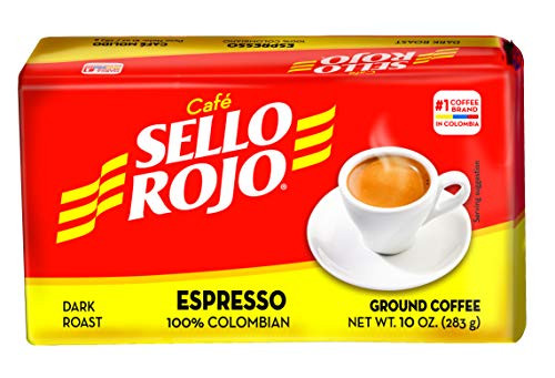 Cafe Sello Rojo Espresso  100 Colombian Dark Roast Ground Arabica Coffee  Freshly Vacuum Sealed in Bricks  10 Ounce Pack of 1