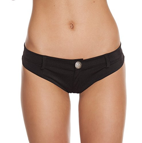 Roma Womens One Piece Extreme Booty Shorts with Button Front Detail Black SmallMedium