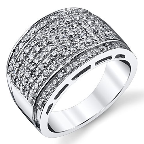 Sterling Silver Mens High Polish Micro Pave Wedding Band Ring With Cubic Zirconia CZ Size 12