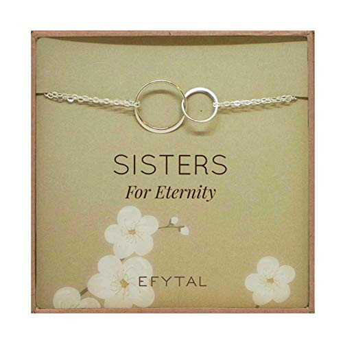 EFYTAL Sterling Silver Sisters Bracelet Infinity Joined Two Interlocking Double Circles on Card Gift For Sister EFYTAL Sterling Silver Sisters Bracelet Infinity Joined Two Interlocking Double Circles on Card Gift For Sister
