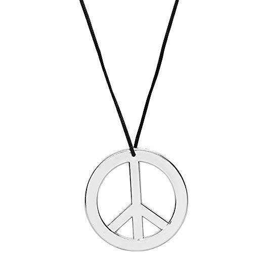 Skeleteen Silver Peace Sign Pendant  1960s 1970s Hippie Party Accessories Necklace  1 Piece