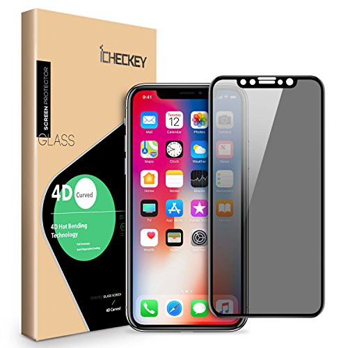 Privacy Screen Protector for iPhone 11 ProXsX  ICHECKEY 4D Curved AntiSpy AntiPeep Full Coverage Tempered Glass Screen Cover for iPhone 11 Pro 2019XSX 58 Inch  Black