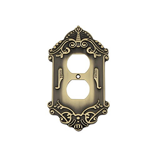 Nostalgic Warehouse 719728 Victorian Switch Plate with Outlet Antique Brass