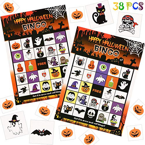 38 Pieces Halloween Bingo Game Cards 24 Players Halloween Games Bingo Cards Halloween Party Card Games for Teens Class Halloween Party Favors Supplies