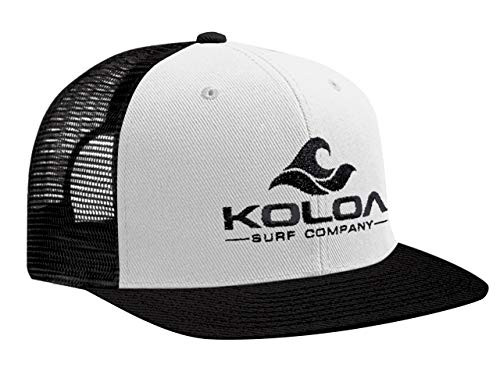 Koloa Surf Mesh Back Wave Logo Trucker Hat in WhiteBlack Black Logo