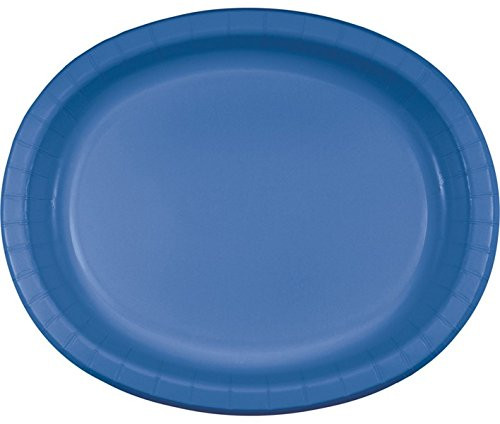Creative Converting 20 Count Oval Paper Platters, True Blue 10" x 12"