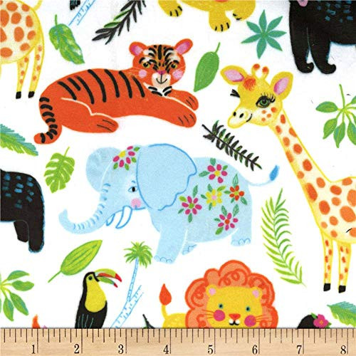 Michael Miller Minky Animal Friends Animal Friends Fabric Multicolor Fabric By The Yard