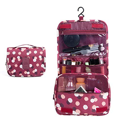 Sechunk Waterproof Travel Toiletry Bags Hanging Multifunction Cosmetic Bag Makeup Bag for Women red