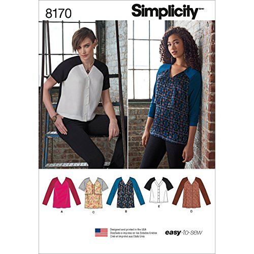 Simplicity Pattern 8170 Misses' Easy to Sew Tunics and Tops Size R5 (14-16-18-20-22)