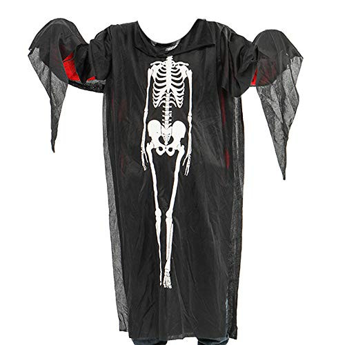 Colen Cosmo Big Boys Ghost Cosplay Smock Skeleton Print Halloween Costume One Size Black