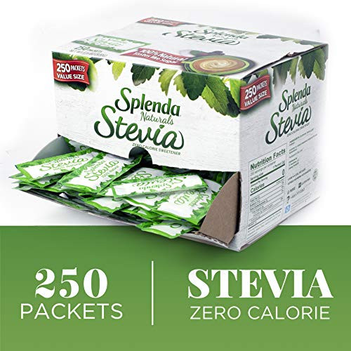 Splenda Naturals Stevia Sweetener No Calorie All Natural Sugar Substitute w No Bitter Aftertaste Single Serve Granulated Packets with Tray 250 Count