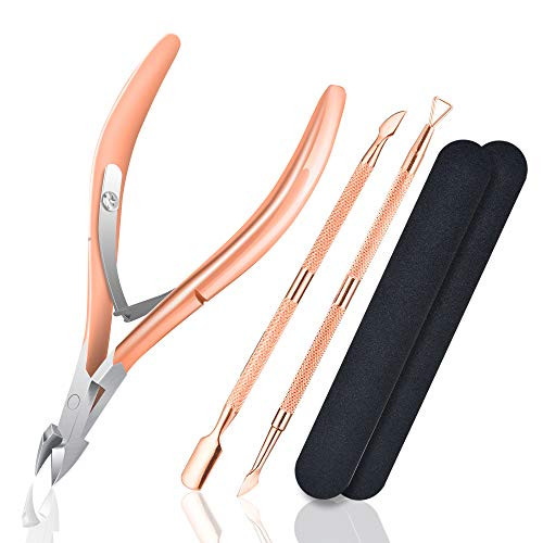 Cuticle Trimmer Nippers with Cuticle Pusher  Nail Polish Remover  Nail FilesCuticle Remover Cutter Dead Skin Clippers Durable Professional Manicure Pedicure Tools for Fingernails and Toenails Black