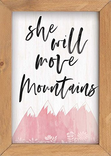 P. Graham Dunn She Will Move Mountains Blush Pink Watercolor Look 7 x 10 Inch Pine Wood Framed Wall Art Plaque