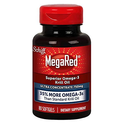 MegaRed Ultra Concentration 750mg Omega3 Krill Oil with EPADHA  Astaxanthin30 more Omega3s per mgPhospholipid Omega 3s for Easy AbsorptionLimited size of 80 Softgels Total