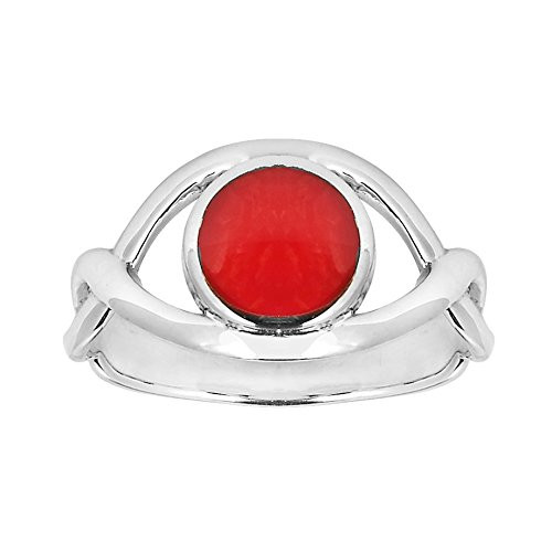 AeraVida Circle of Promise Inlaid Reconstructed Red Coral 925 Sterling Silver Ring 8 AeraVida Circle of Promise Inlaid Reconstructed Red Coral 925 Sterling Silver Ring 8