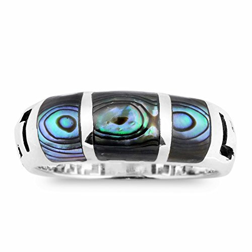 AeraVida Greek Key Maze Abalone Shell 925 Sterling Silver Ring 6