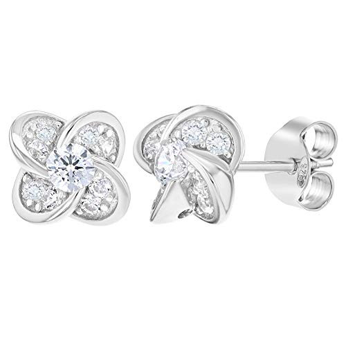 925 Sterling Silver Clear CZ Flower Post Stud Earrings for Girls Teens 925 Sterling Silver Clear CZ Flower Post Stud Earrings for Girls Teens