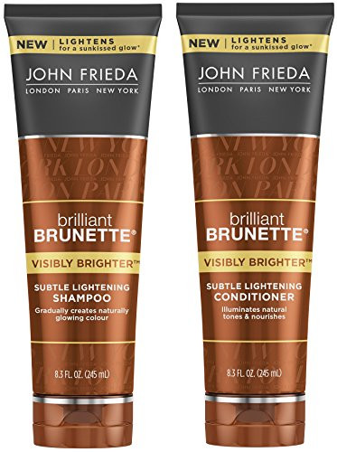 John Frieda Brilliant Brunette Visibly Brighter Bundle: Subtle Lightening Shampoo & Conditioner, 8.3 Ounce Each